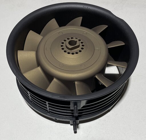 Porsche 911 fan and housing coated in ceramic satin black and bronze