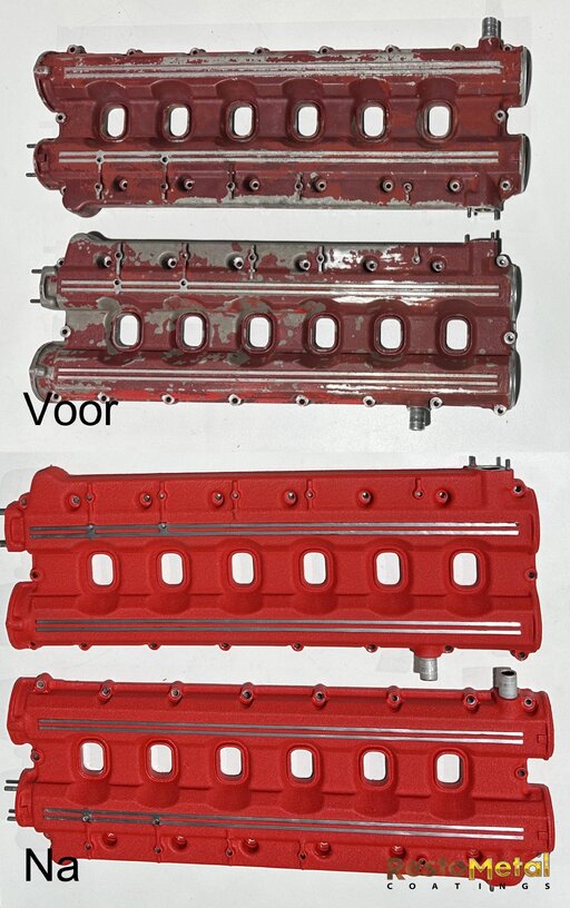 Der Ventildeckel des Ferrari Testarossa wurde mit Schrumpflack Rot  neu beschichtet