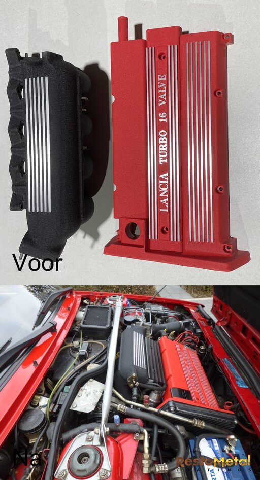 Lancia Delta Integrale Intake and valve cover in shrink paint red and black