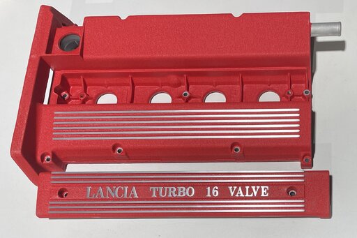 Lancia Delta integrale valve  in red wrinkle powder coat